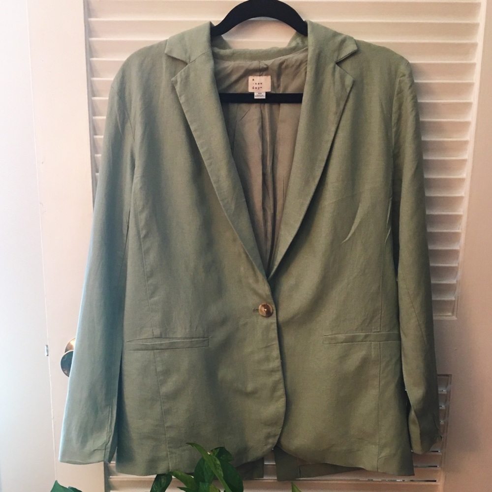 A New Day Linen Blazer, mint green color. Size XS.